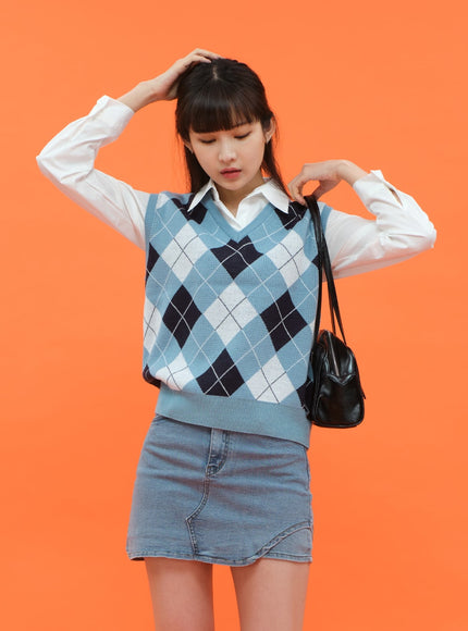Argyle Pattern Vest C1703