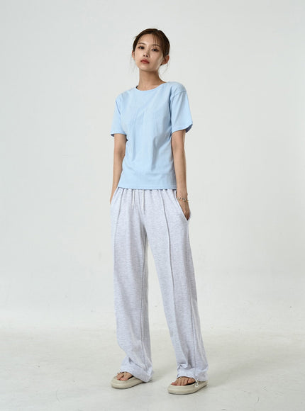 Pin-tuck Wide Leg Sweat Pants CU7
