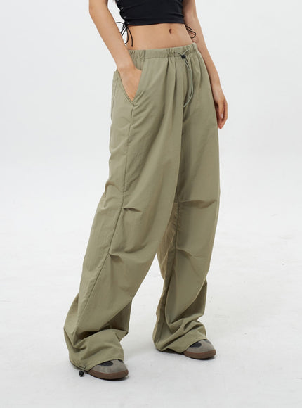 Nylon Wide Track Pants IY311