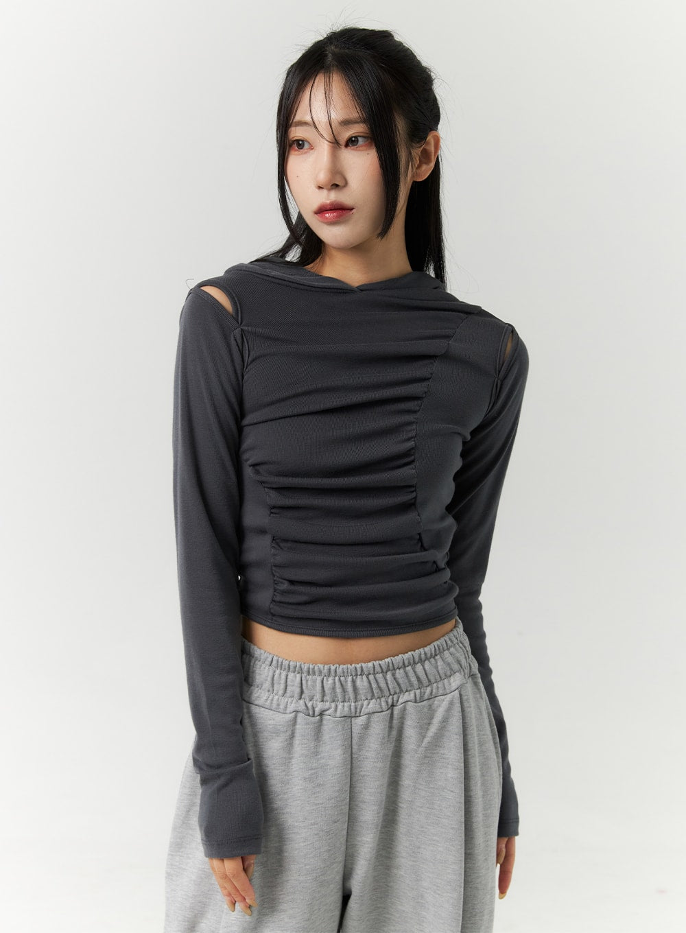 Cutout Hooded Crop Top CO323