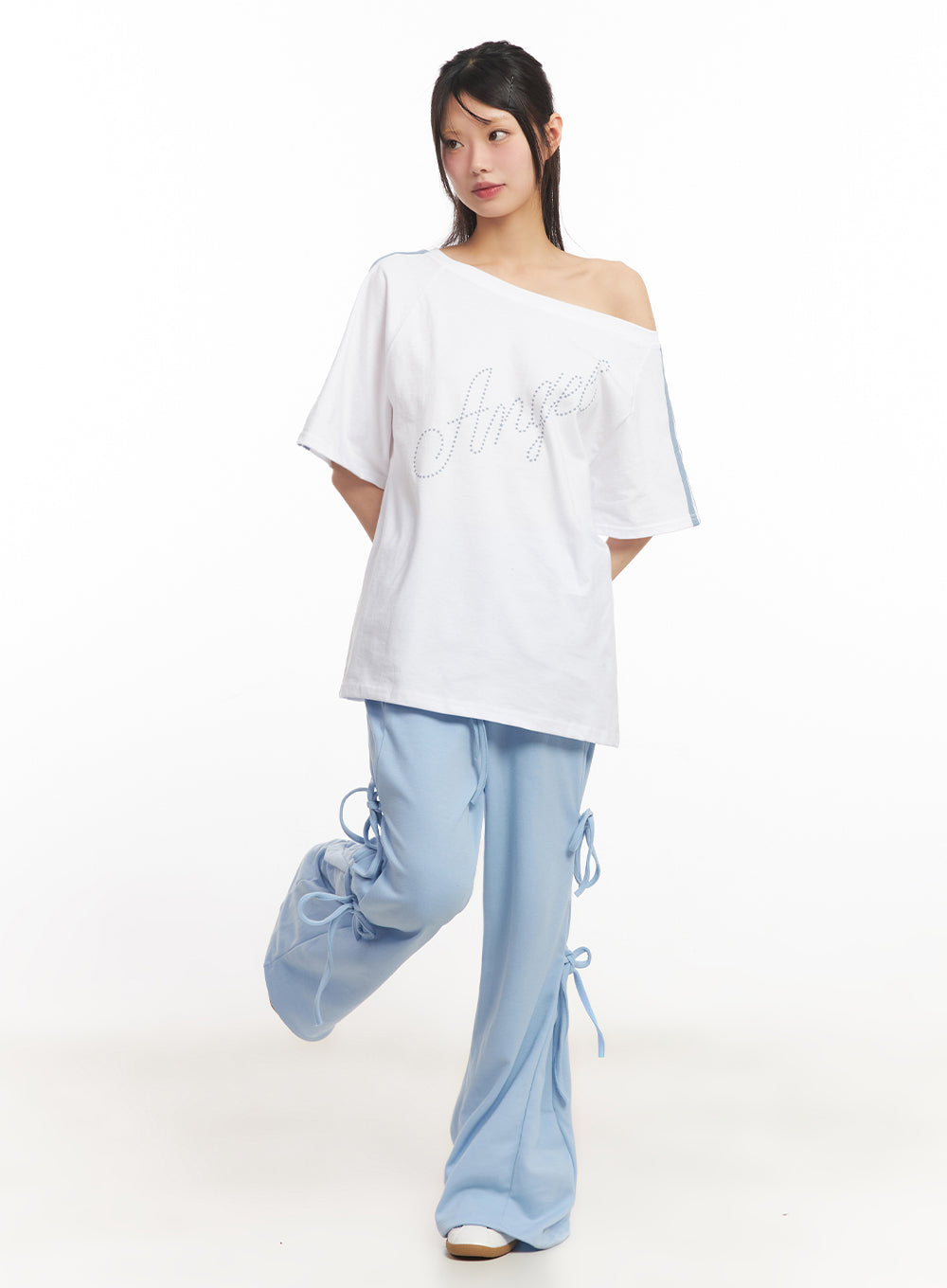 angel-stud-one-shoulder-stripe-t-shirt-iy502