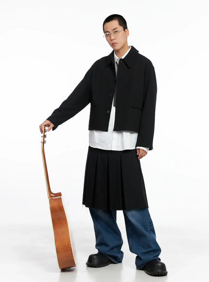 Men's Cropped Button-Up Jacket IS502