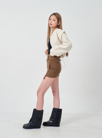 Drawstring Waist Cropped Jacket BD23