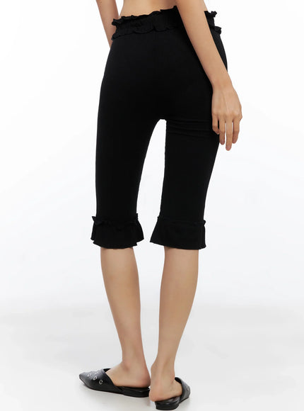 Frill Ribbed Crop Leggings IO516