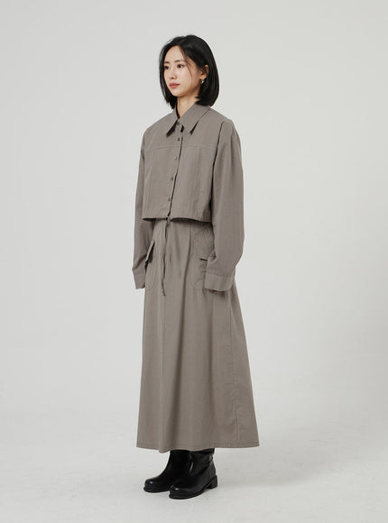 String Detail Cropped Shirt OF310