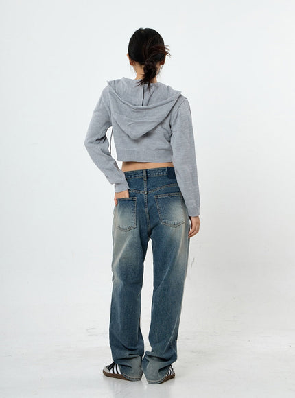 Knit Crop Hoodie Zip Up CS28