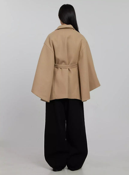 Tie Waist Cape Coat IJ509