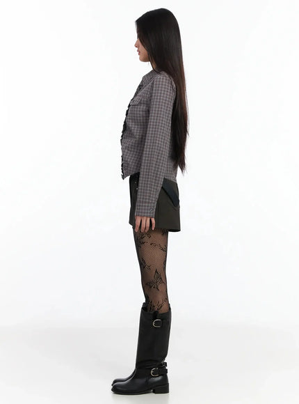 Stylish Check Ruffled Blouse IM530