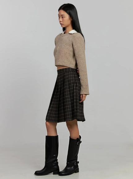 Cropped Crewneck Knit Top IJ502