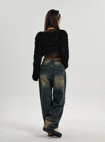 Vintage Washing Wide Leg Denim Pants CN14