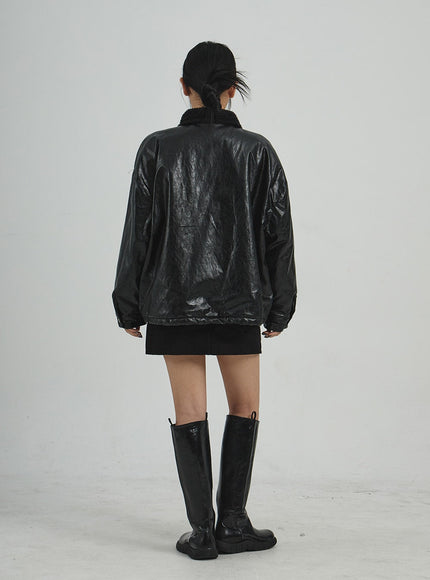 Faux Leather Fur Jacket CD12