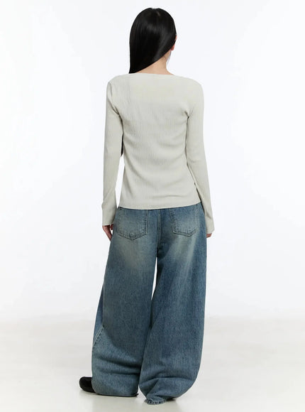 Two-Way Flower Ribbed Top IM509