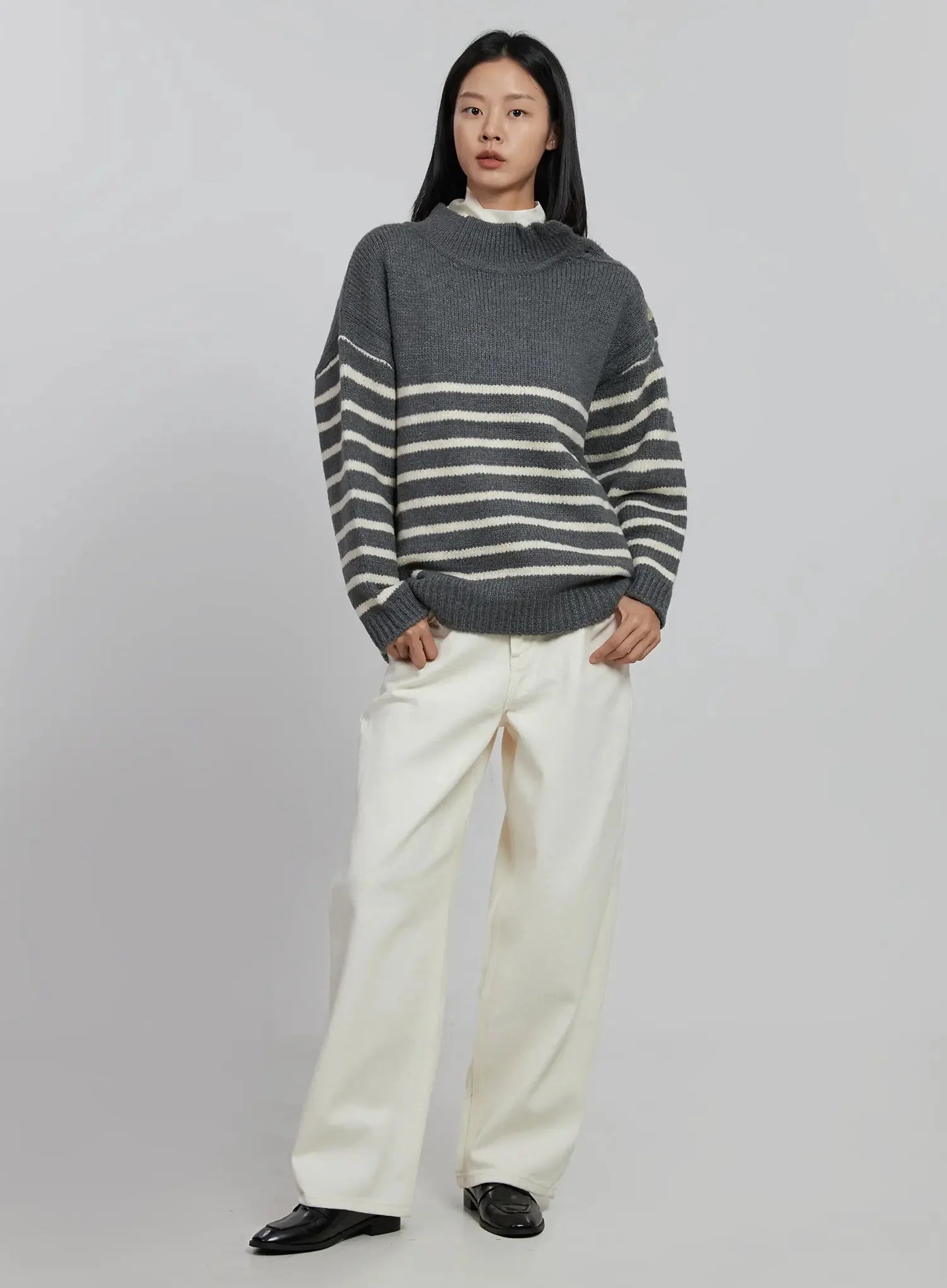shoulder-cutout-striped-knit-sweater-id504
