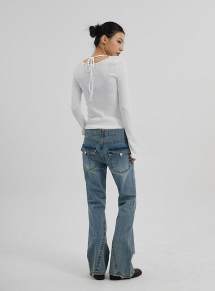 Graphic Ribbed Knit Top CF309