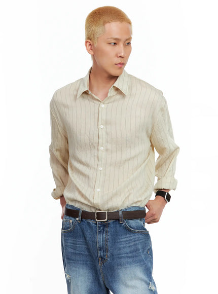Men's Linen Button-Up Shirt IL514