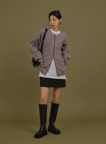 Loose Fit Knit with Two Way Zip