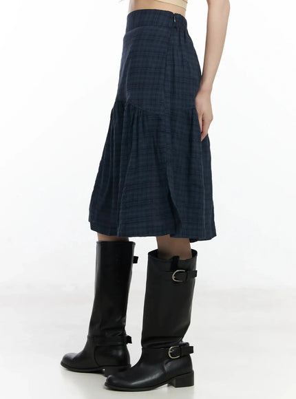 plaid-split-midi-skirt-f516