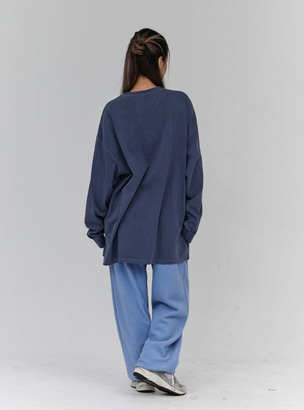 Lettering Print Oversize Long Sleeve T-Shirt Unisex CN21