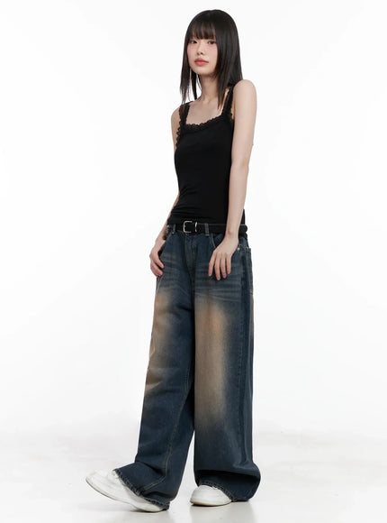 Solji Acid Washed Wide-Leg Jeans IL531