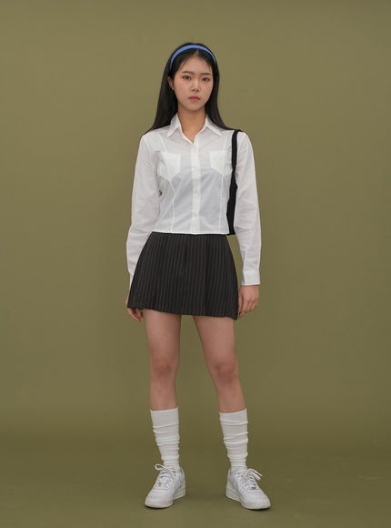 Cropped Shirt with Pockets C2601