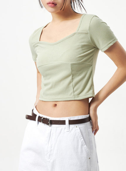 Heart Neck Cropped Tee CA320