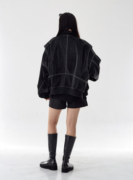 Over Fit Stitch Veste en similicuir Unisexe CG16