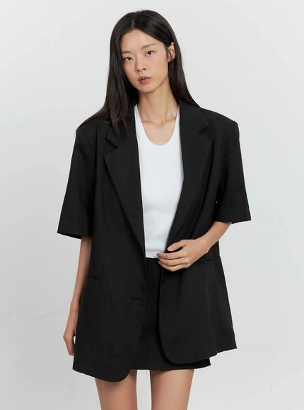 Short-Sleeve Blazer Jacket IL528