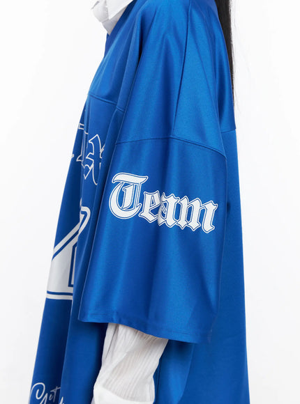 Oversized V-Neck Graphic Tee CL529