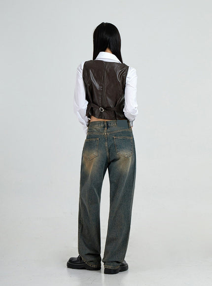Vintage Washing Wide Denim Pants CO13