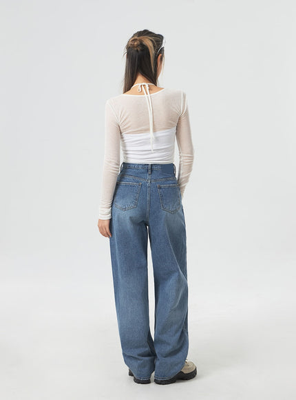 Wide Leg Mid-Wash Jeans CM331