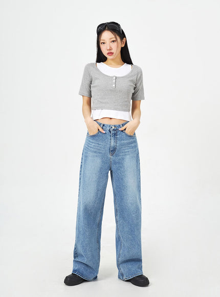 Mid-Wash Bootcut Jeans CM323