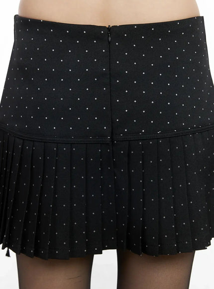Polka Dot Pleated Mini Skirt IF505