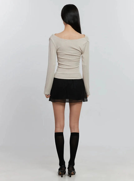 Sheer Chiffon Mini Skirt IS516