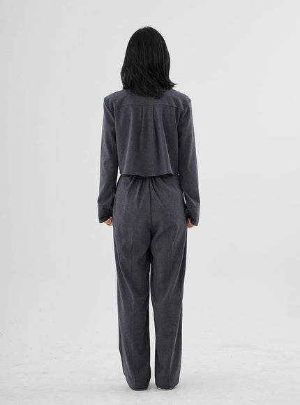 Hidden Button Crop Shirt ON11