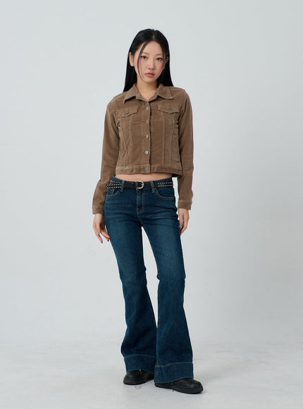 Cotton Blend Button Cropped Jacket CJ303