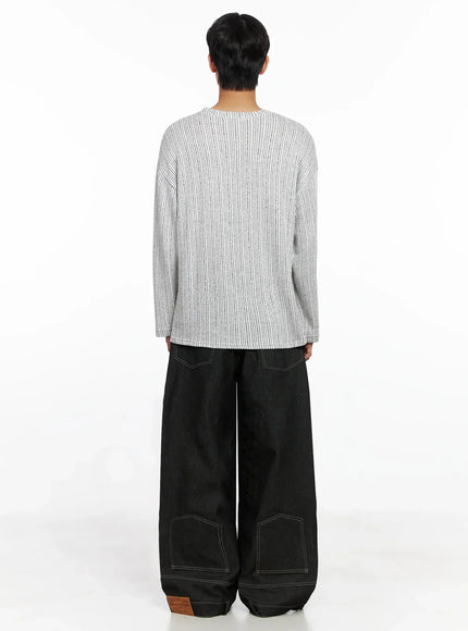 Men's Striped Graphic Knit Long Sleeve IO516