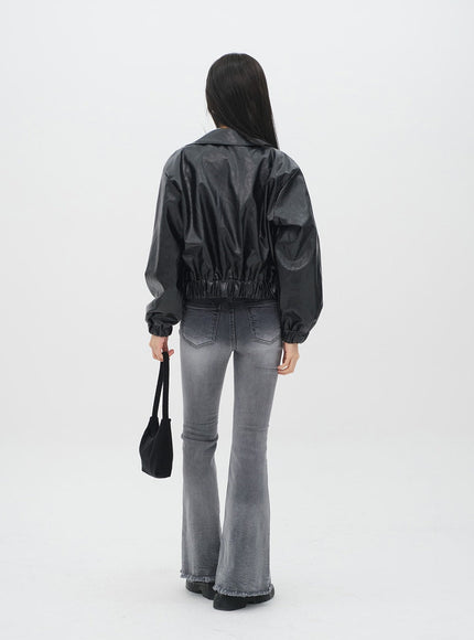 Veste courte en faux cuir J19