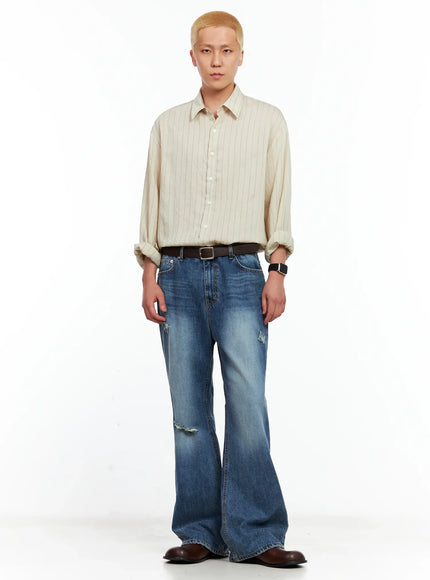 Men's Linen Button-Up Shirt IL514