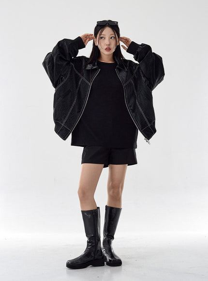 Over Fit Stitch Veste en similicuir Unisexe CG16