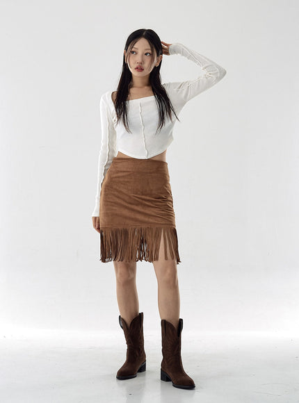 Square Neck Crop Long Sleeve Shirt CG16