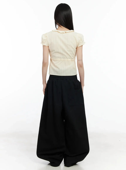 Ribbon Short Sleeve Blouse IM530