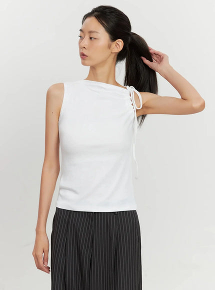 Asymmetric High Neck Tank Top IL528
