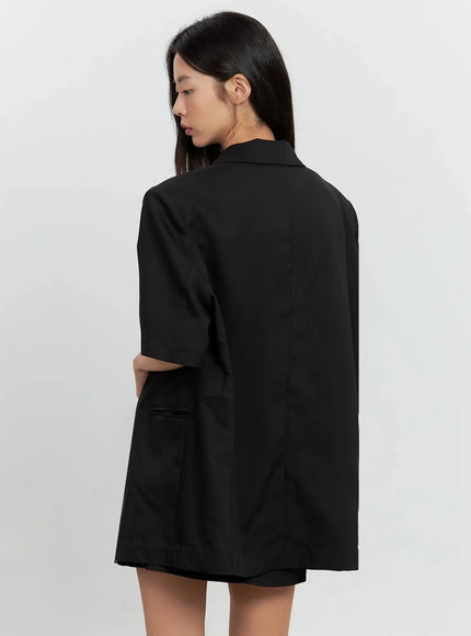 Short-Sleeve Blazer Jacket IL528