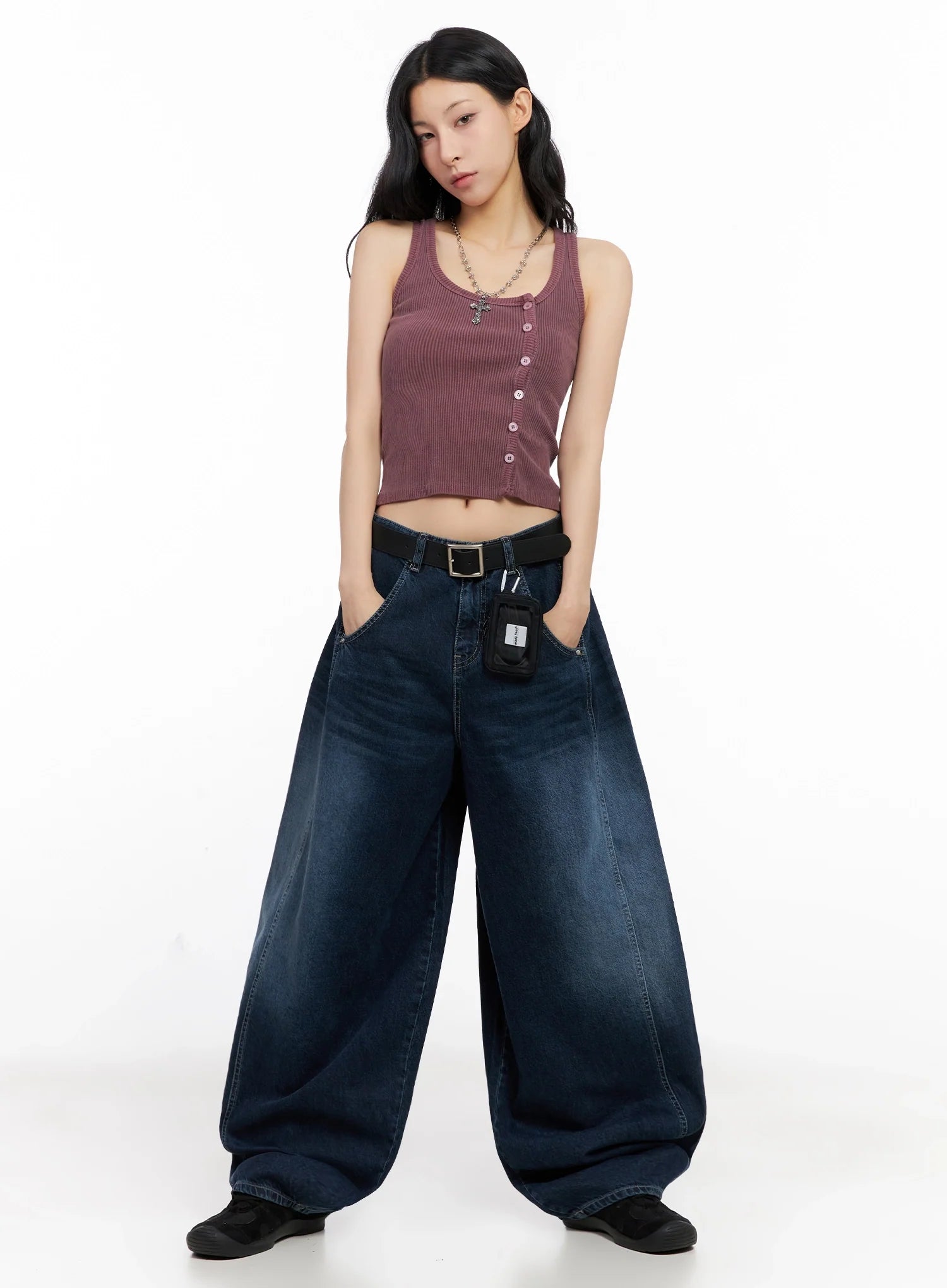 Sohee Angel Wing Print Wide-Leg Jeans IG508