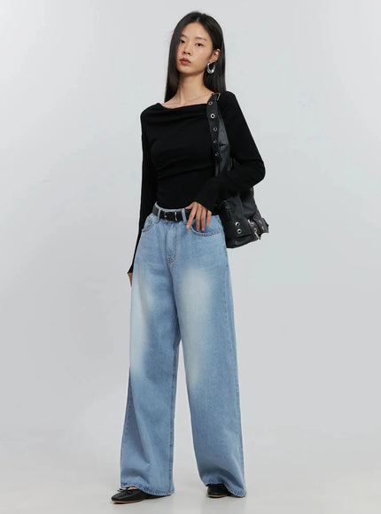 Ramos Washed Wide-Leg Jeans IS516