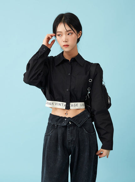 Four Buttoned Open Black Jeans CU8