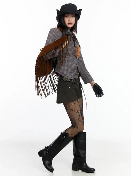 Stylish Check Ruffled Blouse IM530