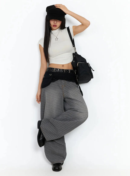 Novah Check Wide-Leg Jeans CA513