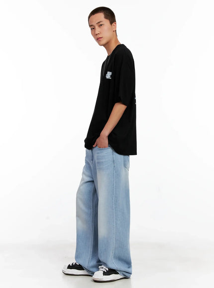 Men's Light-Wash Denim Jeans IG508