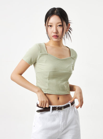 Heart Neck Cropped Tee CA320